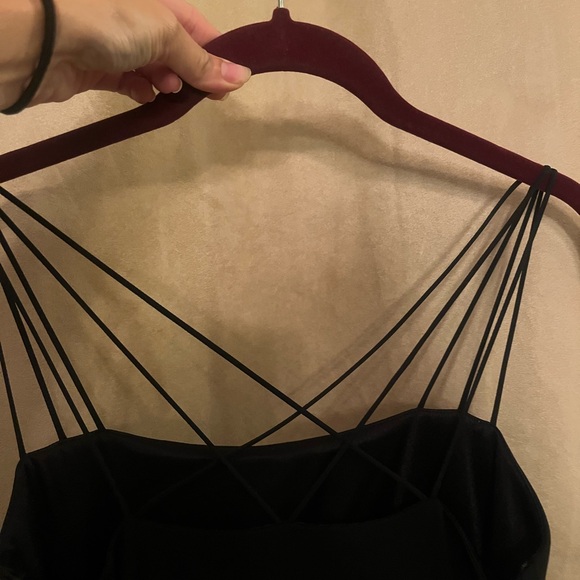 Compliance Elegance Women’s floor length black dress w/thin straps& side zip - Picture 7 of 8